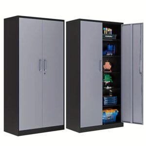 71-Inch Metal Storage Cabinet with Lock and 5 Adjustable Shelves