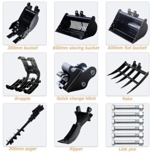 8 Piece Excavator Attachment Set