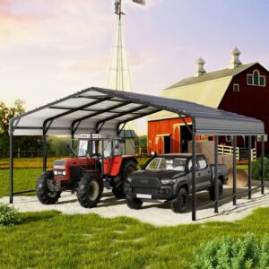 20x20ft Heavy-Duty Metal Carport with Extra Support