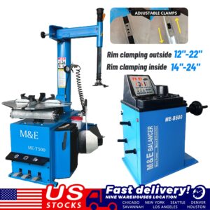 ME-T500 2.0HP Tire Changer Machine With 24"Turn Table And ME-B600 Wheel Balancer Machine Tire Repair Wheel Changers Combo Garage Equipment