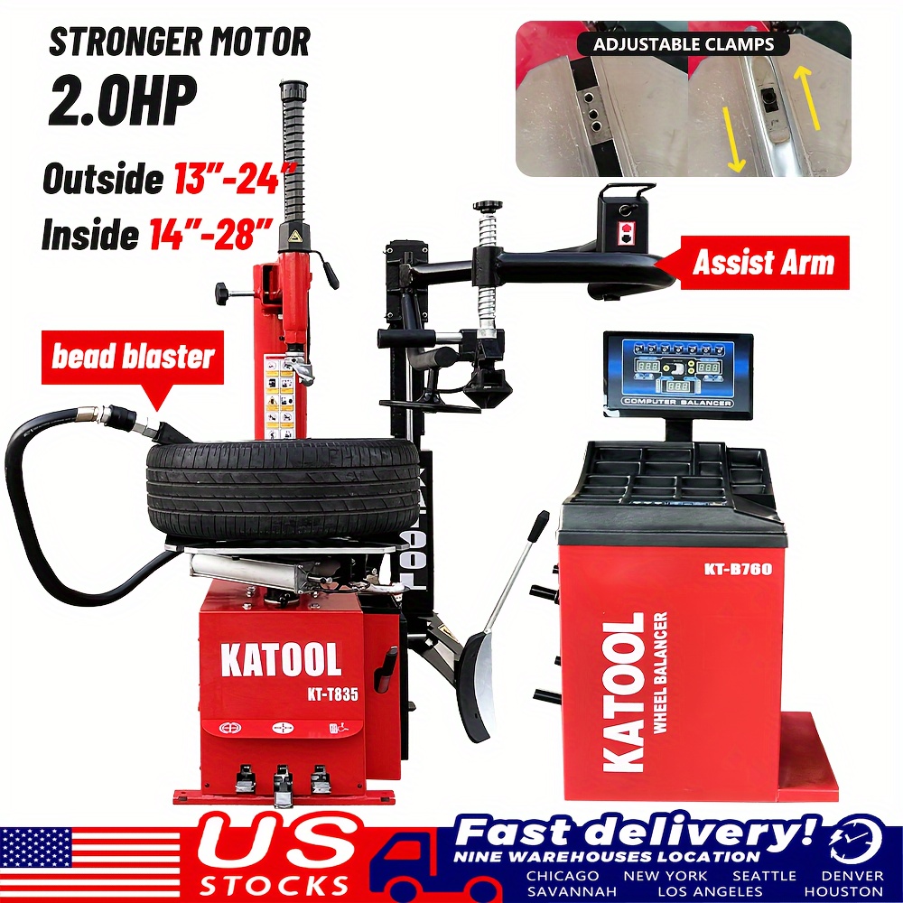 Tire Repair Machine KT-T835 And KT-B760 Balancer Wheel Tire Changers Combo