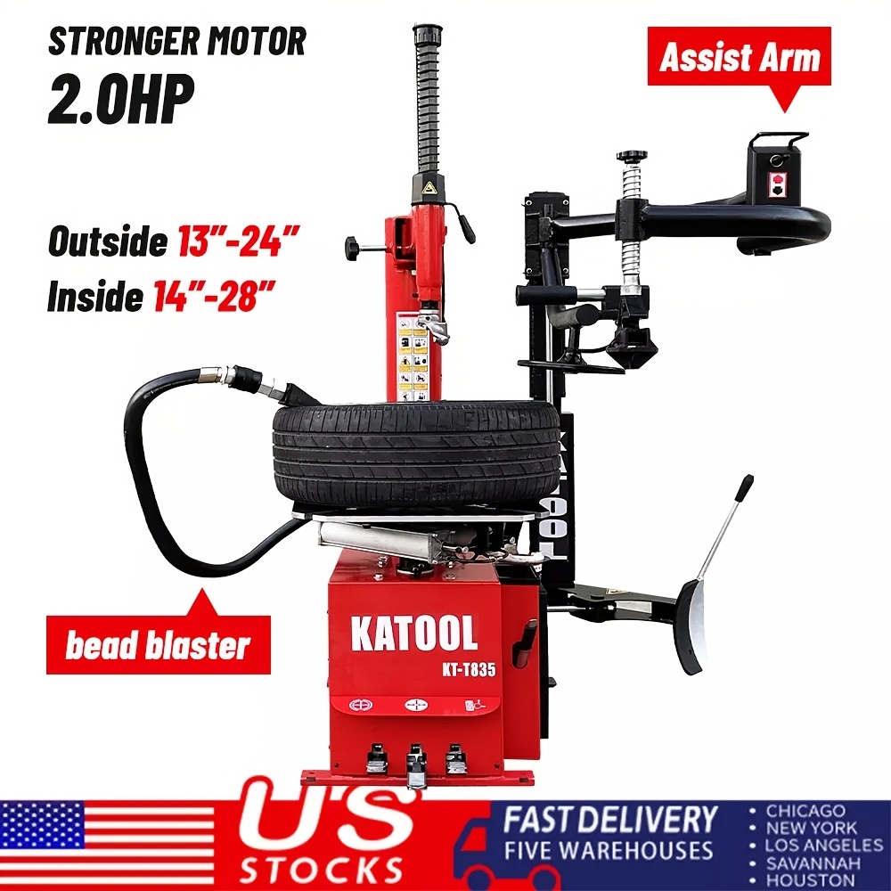 M&E KT-T835 Bead Blaster Tire Changer Machine 2.0HP Motor Double Arm