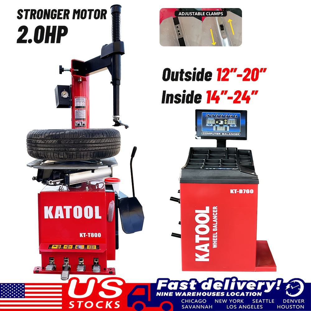 KT-T800/B760 Tire Changer And Wheel Balancer Combo Machine with Automatic Measurement Ruler for Tire Repair And Wheel Change Garage Shop Equipment