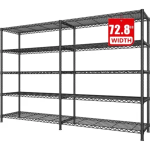 72.81" W Storage Shelves 70.91" H Wire Shelving Unit Load 1600LBS 5 Tier Metal Shelving for Storage Rack  Metal Shelves