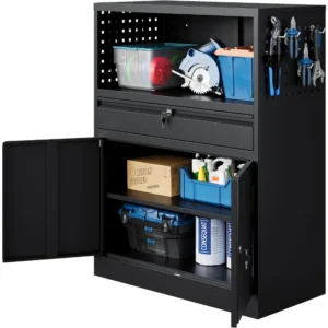 Metal Garage Storage Cabinet with Locking Doors and Adjustable Shelves, Tool Storage Cabinet with 1 Drawer - 41" Steel