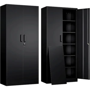 Metal Garage Storage Cabinet with 2 Doors and 5 Adjustable Shelves - 71" Steel Lockable File Cabinet,Locking Tool Cabinets