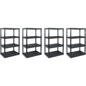 4 Shelf Knect A Shelf Ventilated Heavy Duty Storage Unit 24 X 36 X 56.25 (4 Pack), Garage Shelves