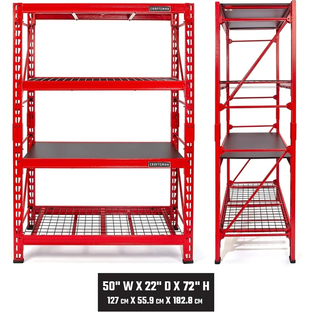 High Depth Storage Racks Metal Shelves, 2-Shelf 3-Foot Tall Stackable Tool Chest Depth Storage ...