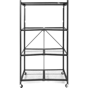 R5 Foldable 4-Tier Garage Shelving Heavy Duty Shelving with Wheels, Metal Storage Rack Holds 1000 pounds