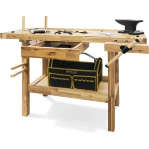 Tools 48-Inch Acacia Hardwood Workbench with Drawer - 330lbs Weight Capacity Heavy Duty Portable Wood Work Bench Table