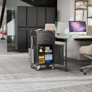 Heavy-Duty Metal Garage Storage Cabinet with Rolling Workbench and Adjustable Shelves