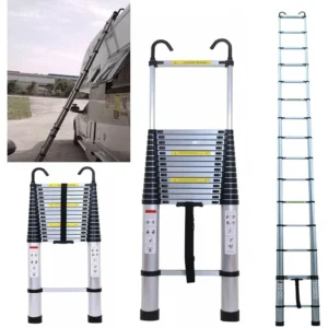 20FT Extension Ladder with 2 Detachable Hooks Aluminum Telescopic Ladder Collapsible Ladder