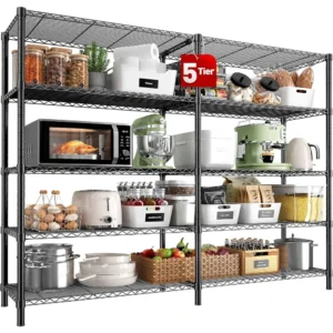 5 Tier Storage Shelves 1400LBS Wire Shelving Unit Metal Shelving for Storage Rack Shelves Heavy Duty Shelf  Shelving