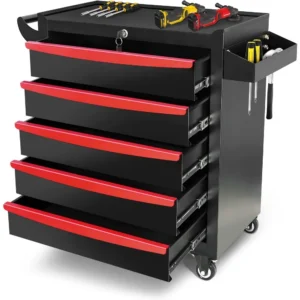 5-Drawers Tool Cabinets On Wheels, Rolling Tool Chest with Drawers, Craftsman Tool Box with Keyed Locking System