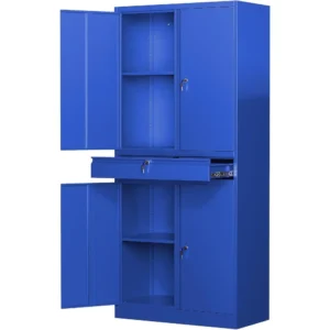 Metal Garage Storage Cabinet with Locking Doors and Adjustable Shelves, Tool Storage Cabinet with 1 Drawer - 71" (Blue)