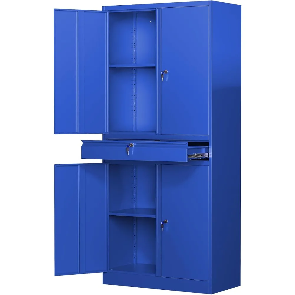 Metal Garage Storage Cabinet with Locking Doors and Adjustable Shelves ...