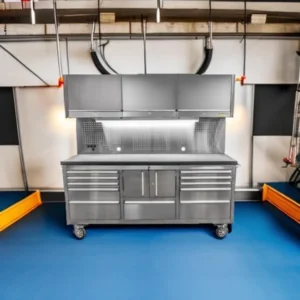 72 in. Stainless Steel Tool Cabinet Includes (11) Drawers (4) Cabinet