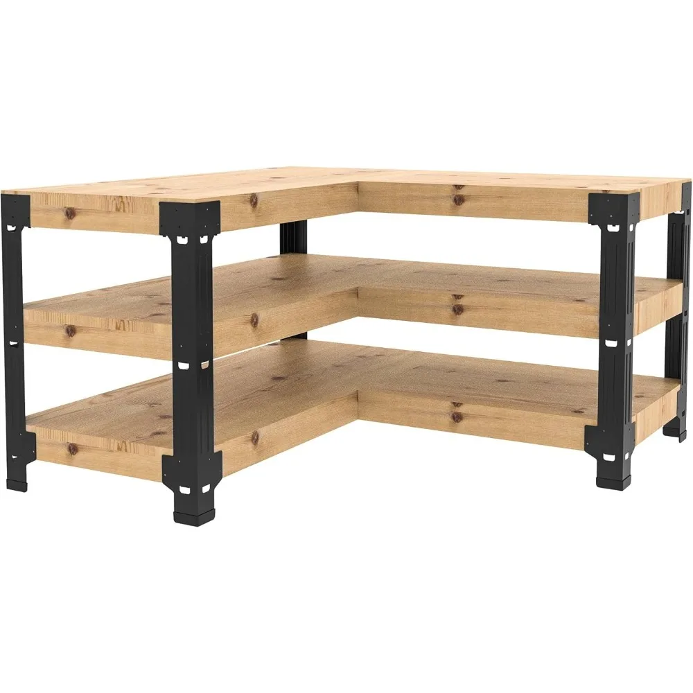 Universal Steel Workbench Kit 5 Legs L Shaped Heavy Duty Work Bench for Garage Storage Shelving Workbenches Frame