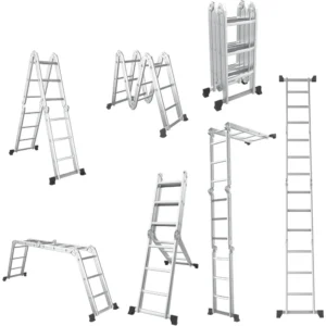 7-in-1 12 Ft Tall Folding Step Ladder, Max Load 330 Lbs, Lightweight Multi-Purpose Aluminium Ladder