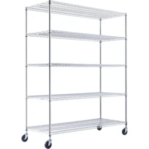 60"x24"x72" Heavy Duty Chrome 5-Tier Wire Shelving, 3000 LBS MAX Capacity Storage Rack, Garage Shelves