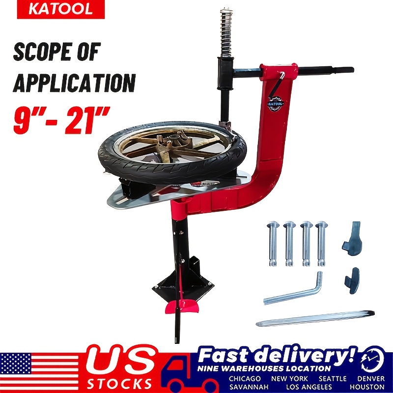 Versatile Manual Tire Changer - Portable, Easy-to-Use for Motorcycles, Bikes & More, Fits 9"-21" Rims, Durable Carbon Steel Construction, Handcart, Trailer