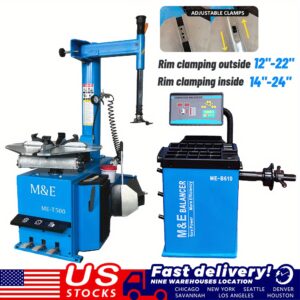 2.0HP Swing Arm Tire Changer & Wheel Balancer Combo ME-T500+ME-B610 – Heavy-Duty Carbon Steel Construction, Adjustable Clamps for 12"-22" Rims, Digital Display, Fast US Delivery, M&E